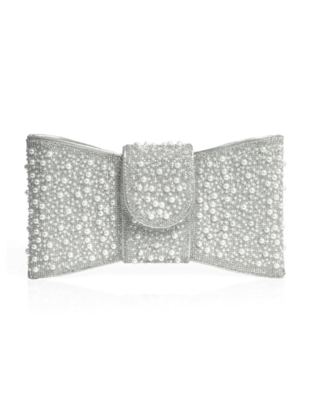 Pearl Rhinestone Bow Flip Clutch Vegan Leather Wedding Prom Formal